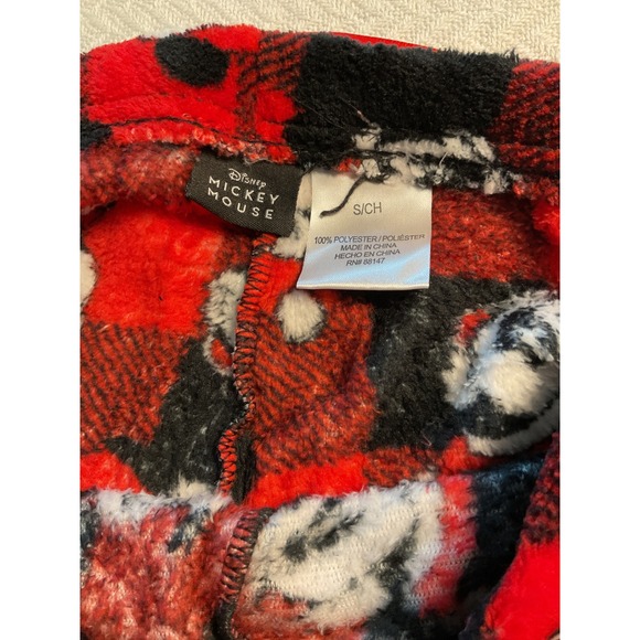 Disney‎ Mickey Mouse Santa Holiday Plush Pajama Pants Women's Small Red Plaid - Picture 3 of 4